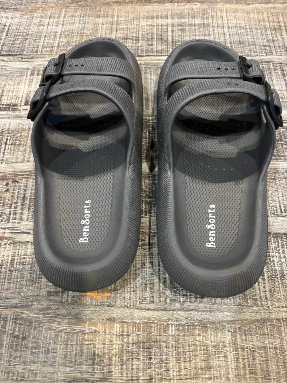 Men's Gray Dual-Strap Pillow Slide Sandals - Picture 4 of 5